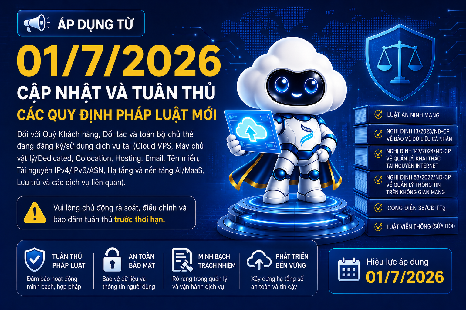 Cập nhật và tuân thủ các quy định pháp luật mới có hiệu lực từ ngày 01/7/2026